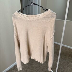 American Eagle Outfitters Off-Shoulder Cream Sweater